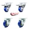 Service Caster 3.5 Inch Blue Polyurethane Wheel Swivel Top Plate Caster Total Lock Brake, 2PK SCC-TTL20S3514-PPUB-BLUE-2-S-2 - alternate 2